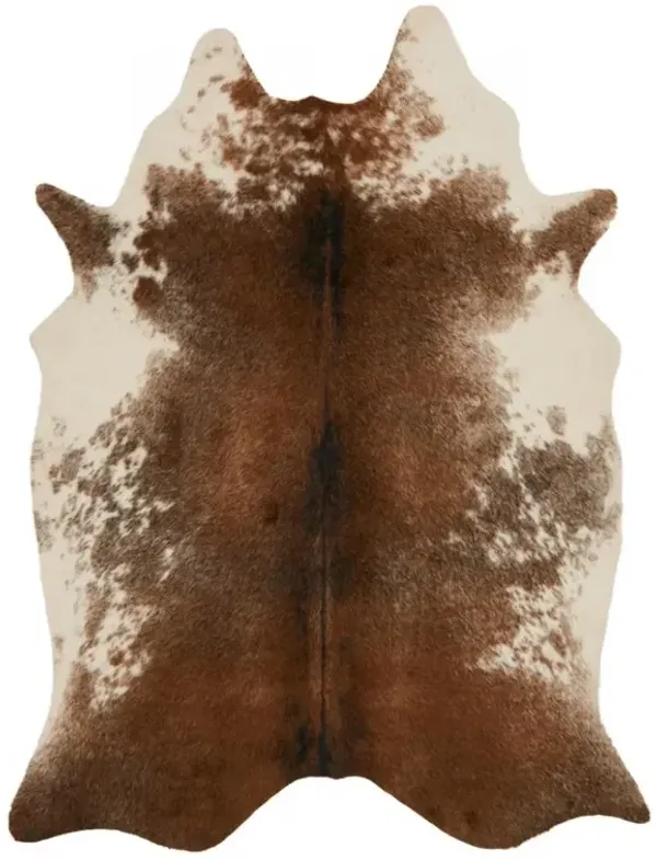 Xyra Rustic Lodge Brown Ivory Faux Hide Rug - 3'10"x5'