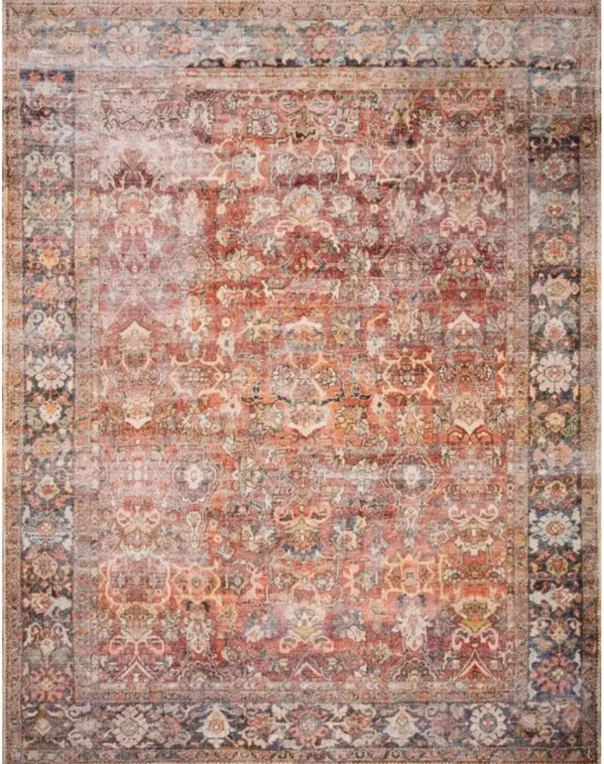 Zethan Global Bazaar Orange Patterned Rug - 2'6"x7'6"