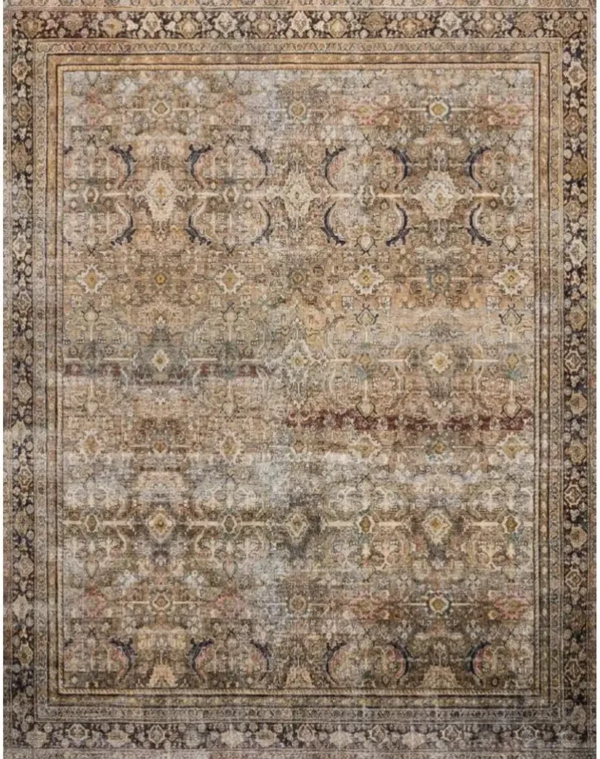 Zethan Global Bazaar Olive Brown Patterned Rug - 2'x5'