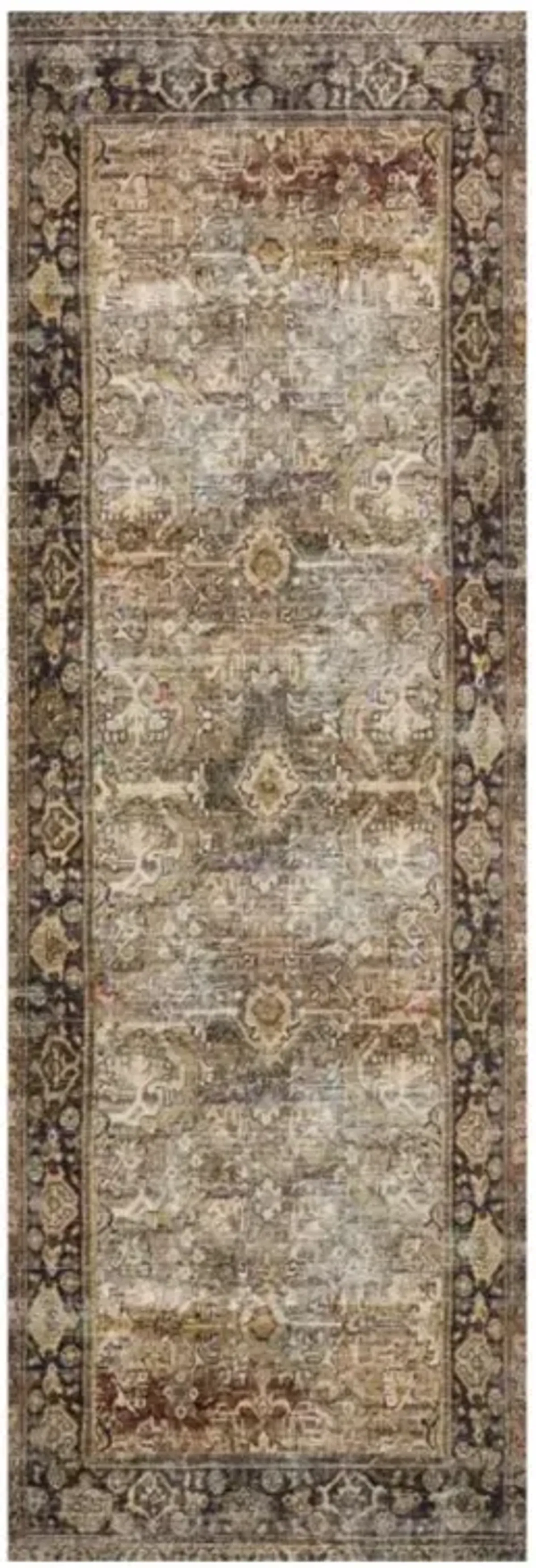Zethan Global Bazaar Olive Brown Patterned Rug - 2'x5'