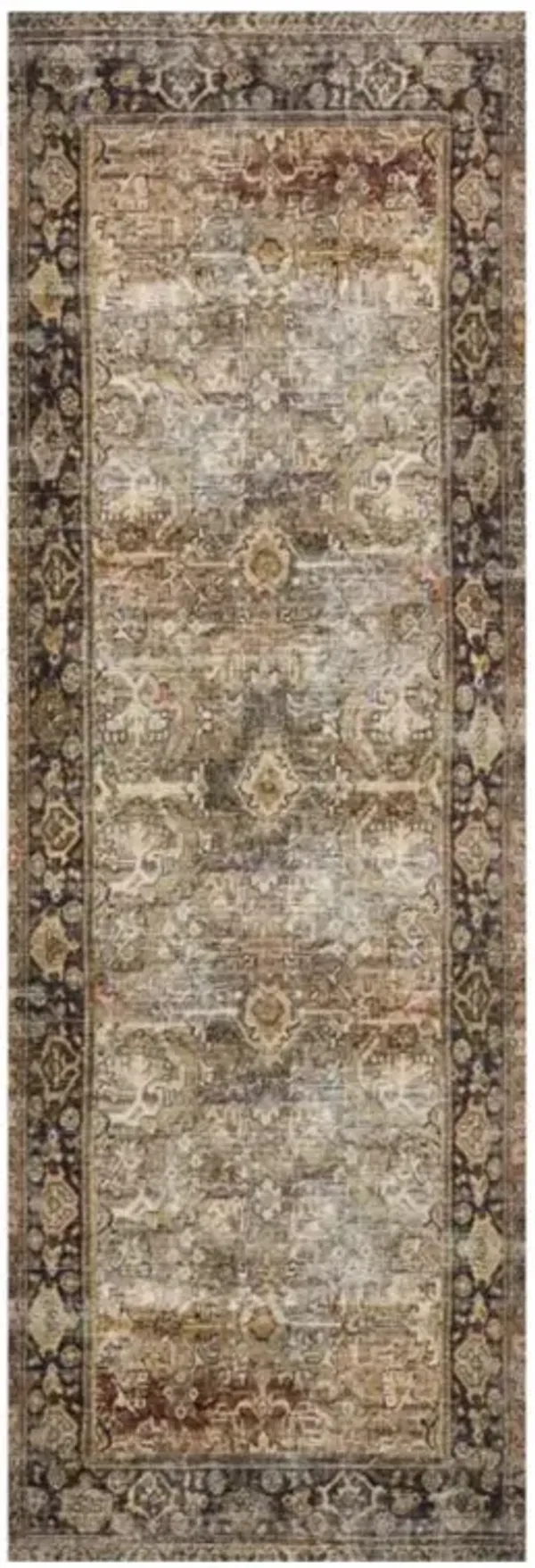 Zethan Global Bazaar Olive Brown Patterned Rug - 2'6"x7'6"