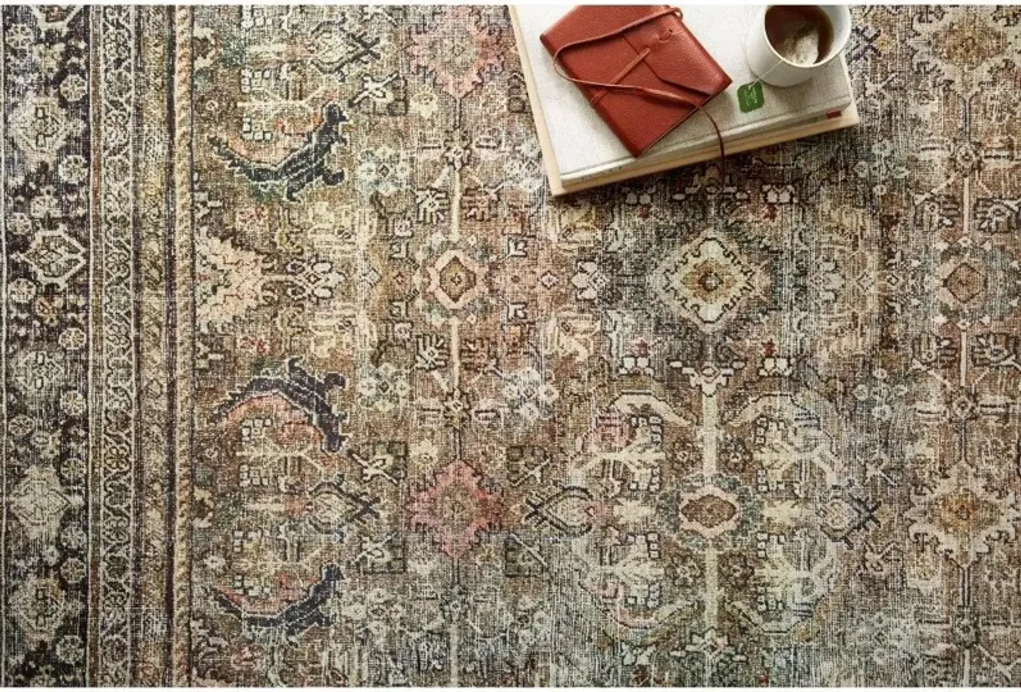 Layla Global Bazaar Olive Brown Patterned Rug 26 X12 Kathy Kuo Home ...