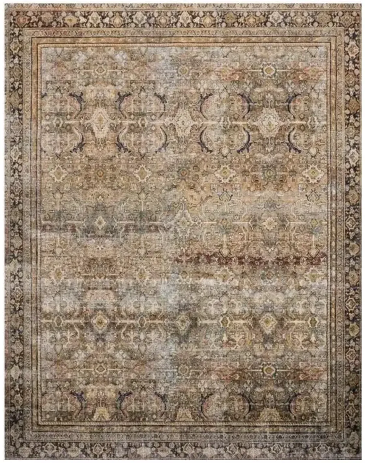 Zethan Global Bazaar Olive Brown Patterned Rug - 7'6"x9'6"
