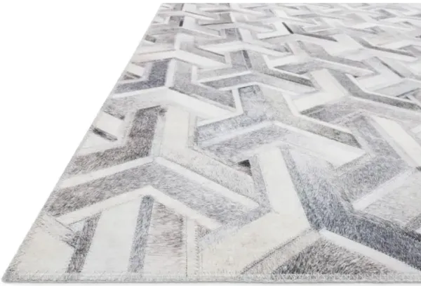 Brevin Modern Grey Faux Hair on Hide Geometric Patterned Rug - 2'6"x7'6"