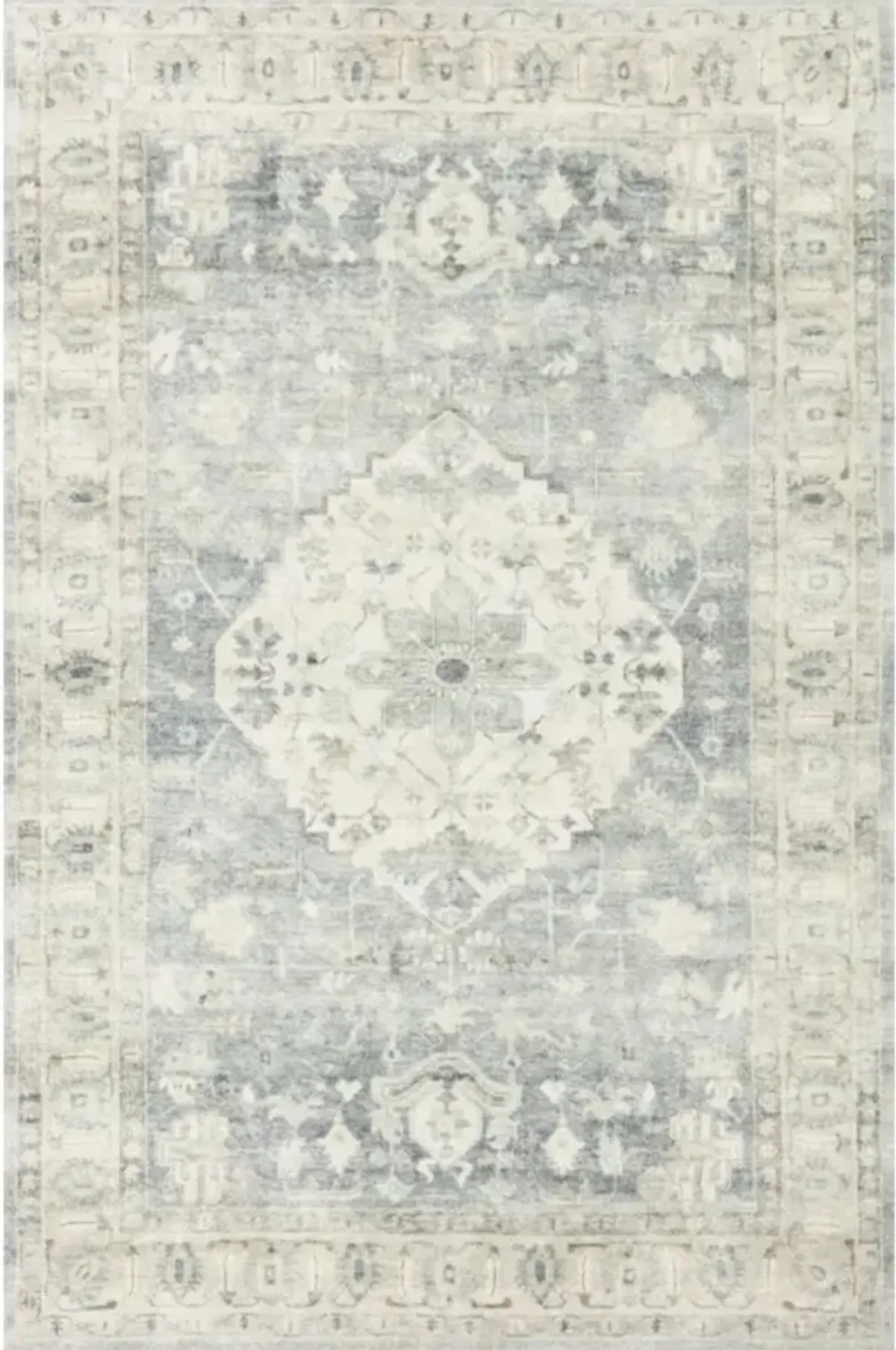 Jorvik French Country Blue Medallion Patterned Rug - 2'2"x5'
