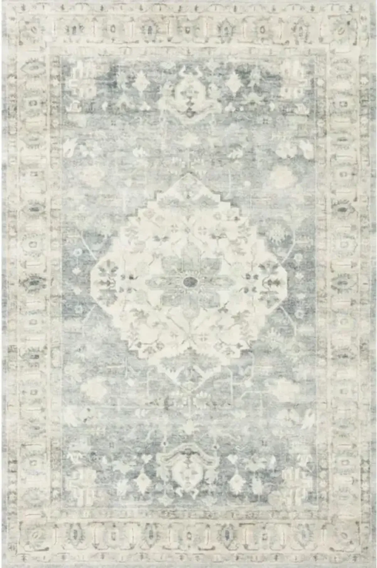 Jorvik French Country Blue Medallion Patterned Rug - 2'6"x9'9"