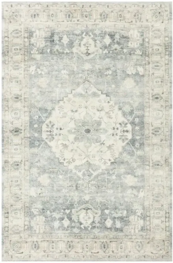 Jorvik French Country Blue Medallion Patterned Rug - 3'3"x5'3"