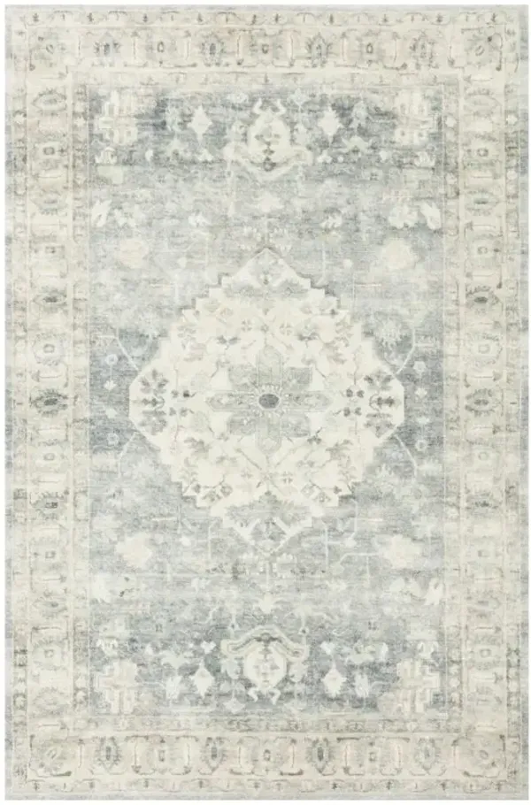 Jorvik French Country Blue Medallion Patterned Rug - 7'6"x9'6"