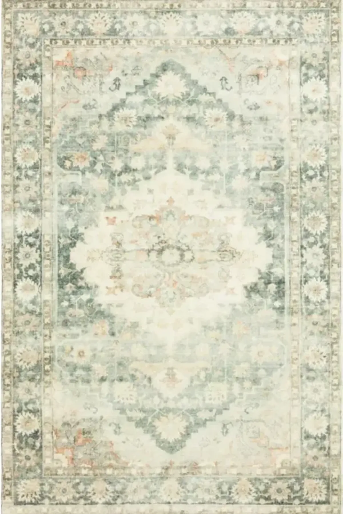 Jorvik French Country Green Medallion Patterned Rug - 2'6"x9'9"