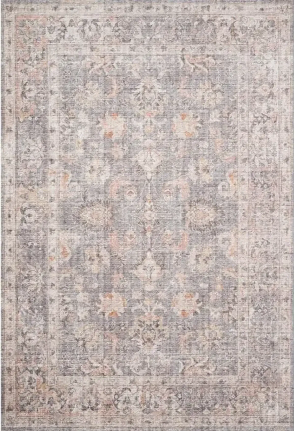 Lysanth Global Bazaar Light Grey Floral Patterned Rug - 2'6"x7'6"