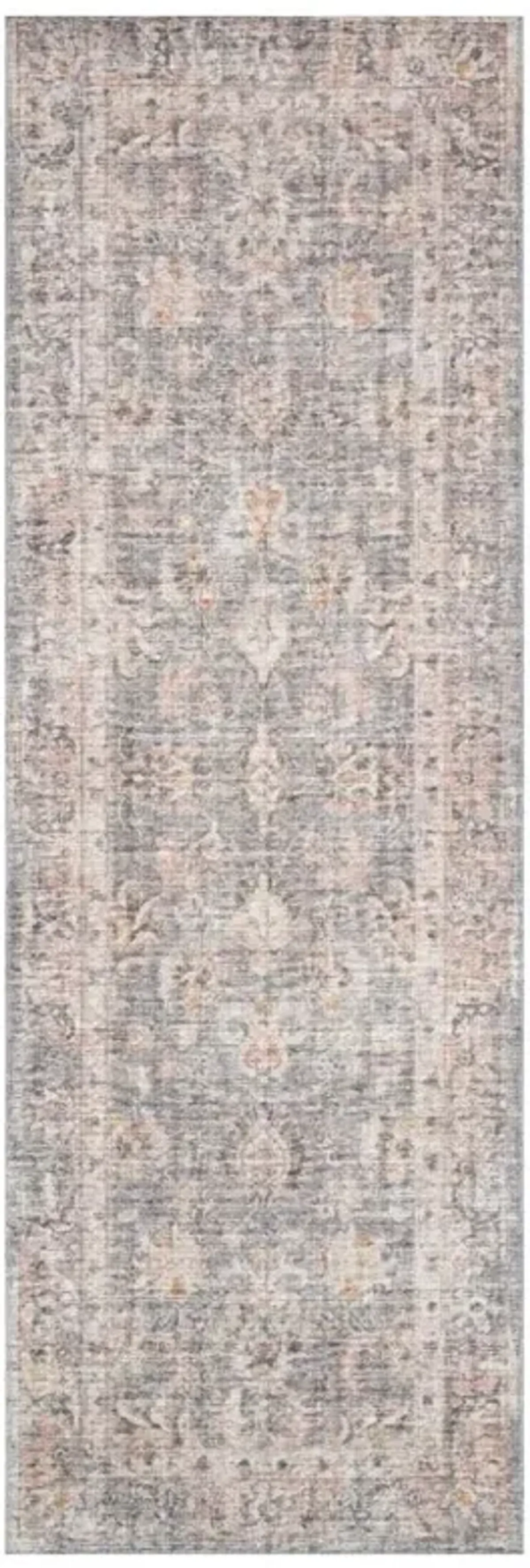 Lysanth Global Bazaar Light Grey Floral Patterned Rug - 2'6"x7'6"