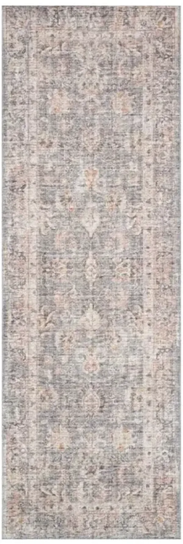 Lysanth Global Bazaar Light Grey Floral Patterned Rug - 2'6"x7'6"