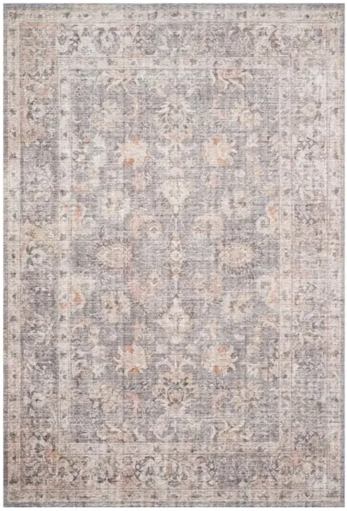 Lysanth Global Bazaar Light Grey Floral Patterned Rug - 7'6"x9'6"