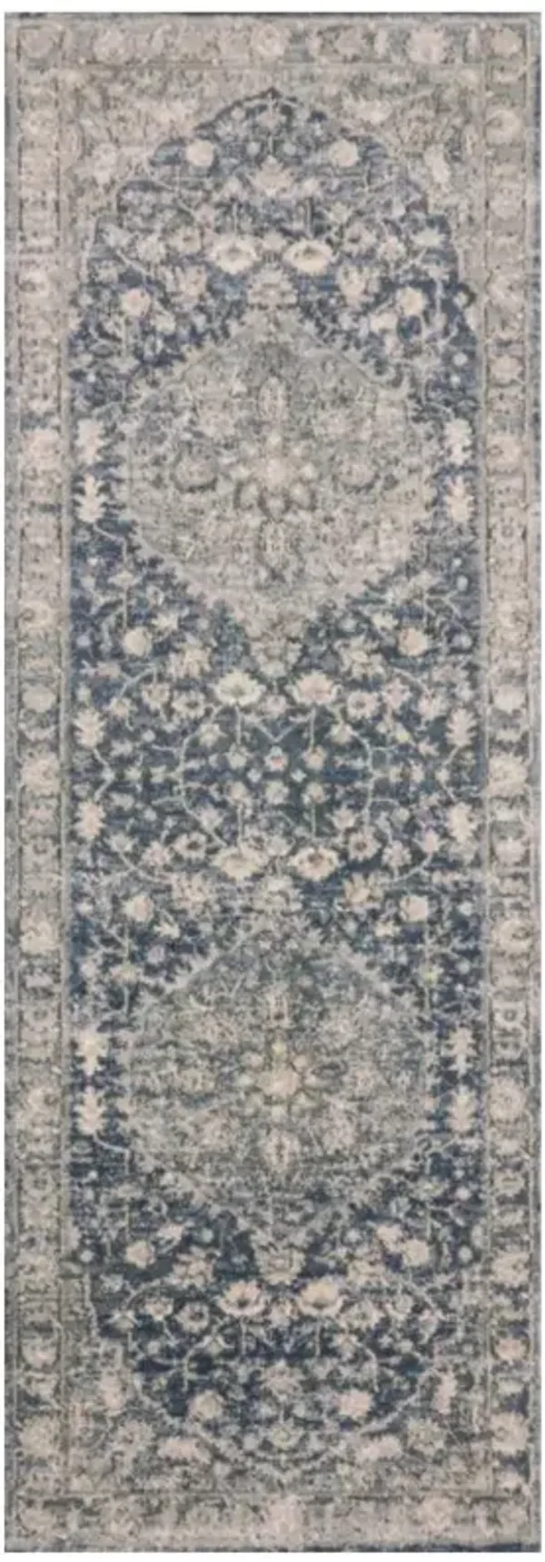Ulandra Global Bazaar Blue Grey Floral Patterned Rug - 2'8"x4'