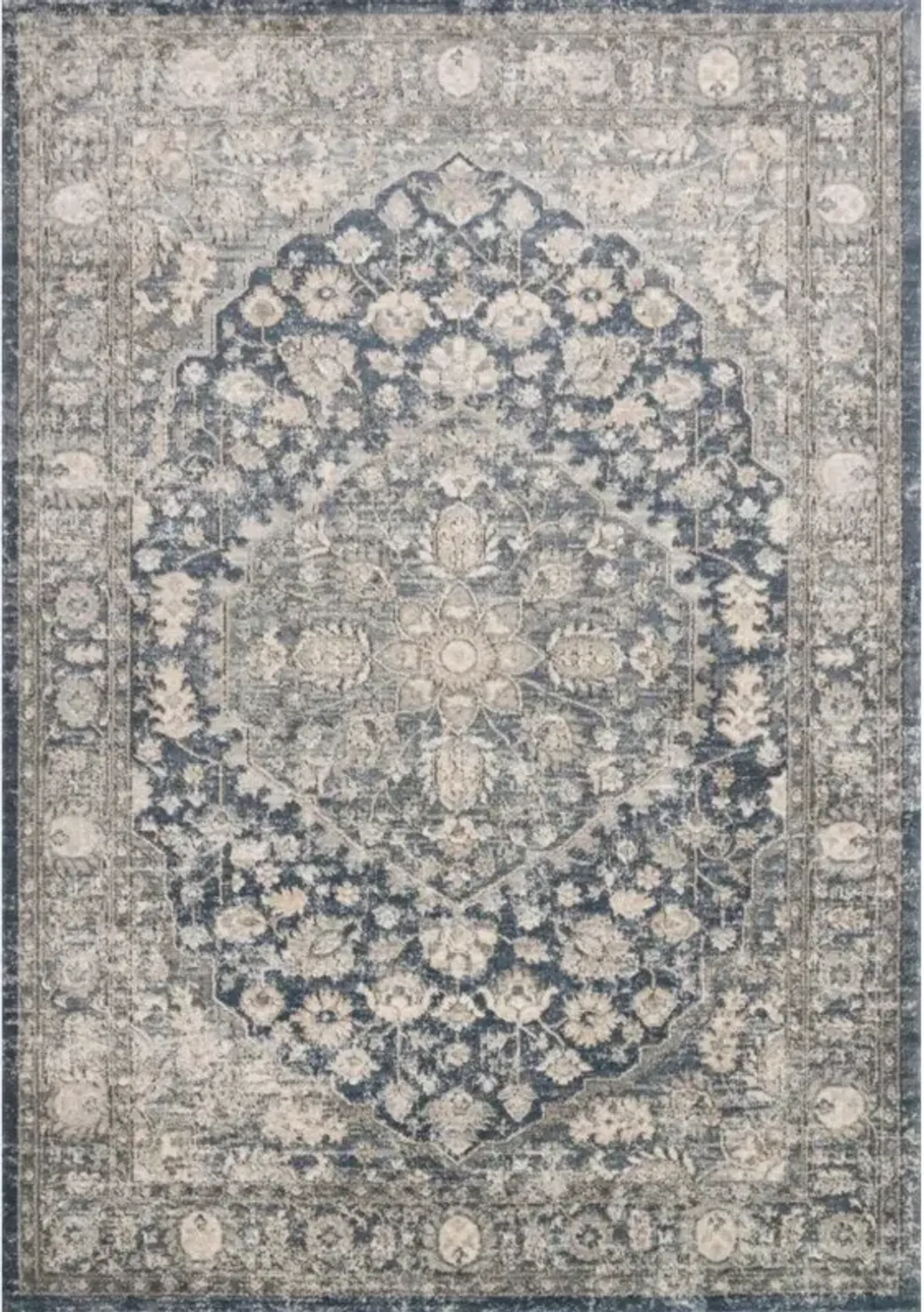 Ulandra Global Bazaar Blue Grey Floral Patterned Rug - 2'8"x13'