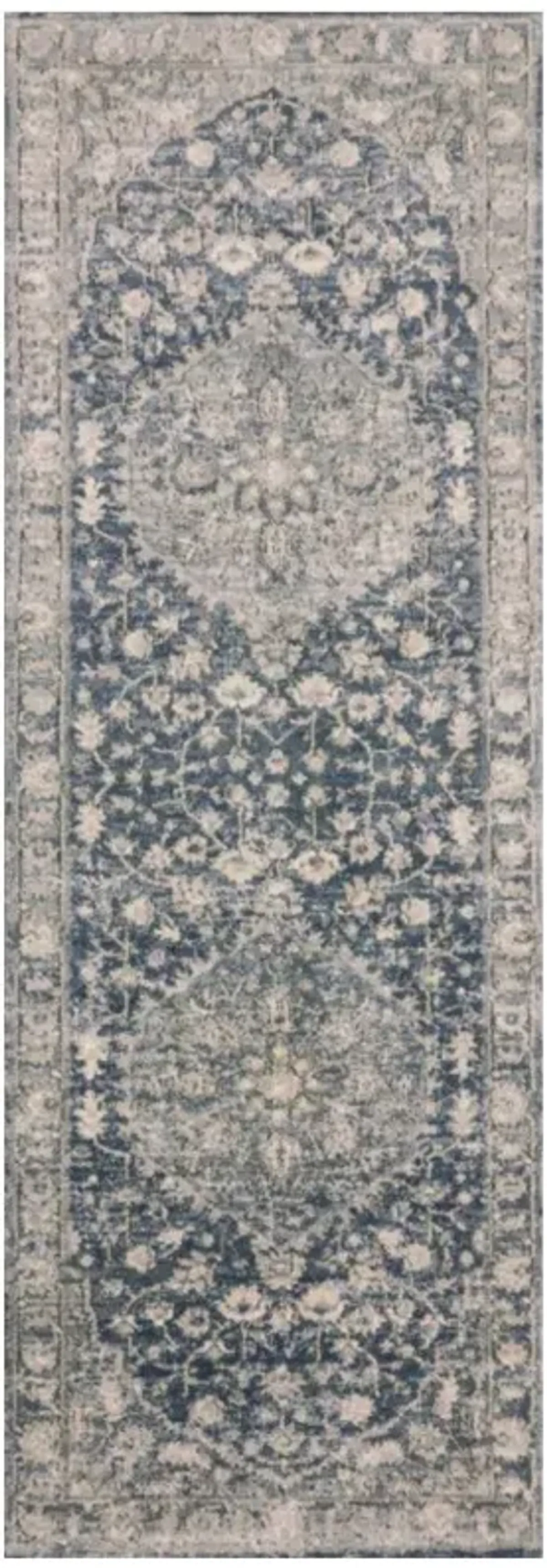 Ulandra Global Bazaar Blue Grey Floral Patterned Rug - 2'8"x13'