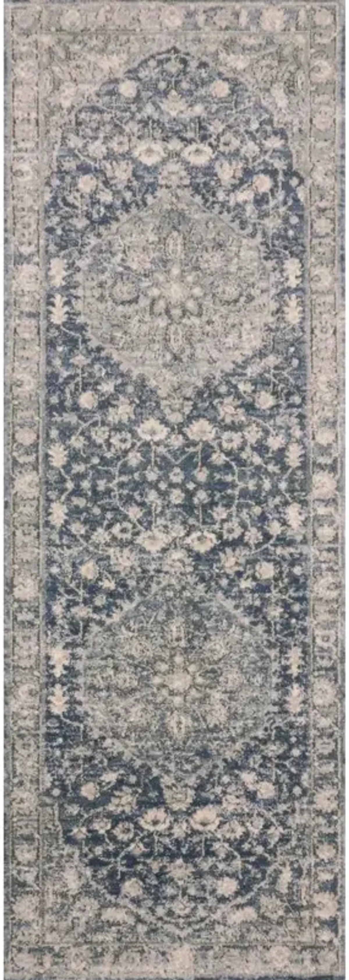 Ulandra Global Bazaar Blue Grey Floral Patterned Rug - 3'4"x5'7"