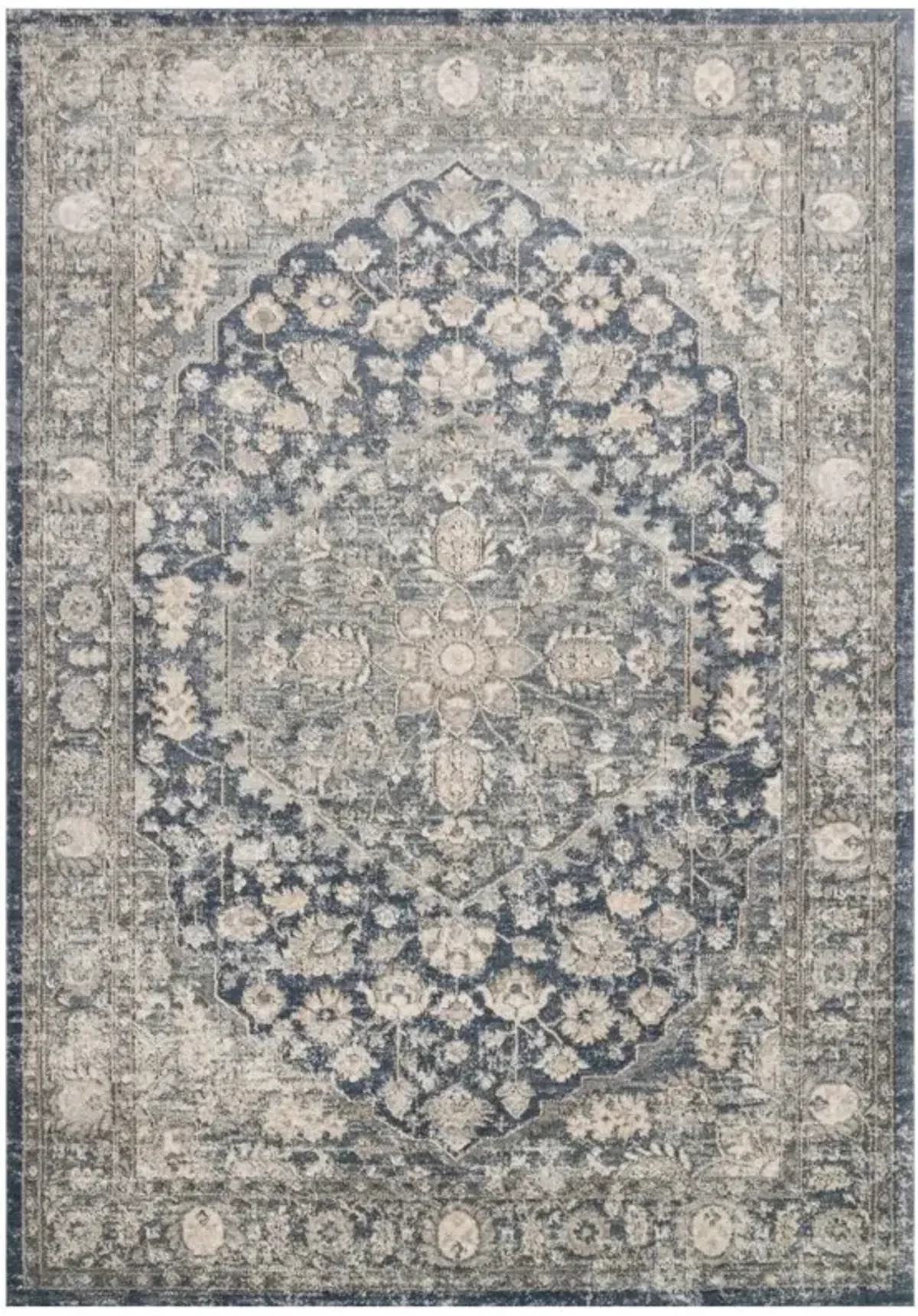 Ulandra Global Bazaar Blue Grey Floral Patterned Rug - 3'4"x5'7"