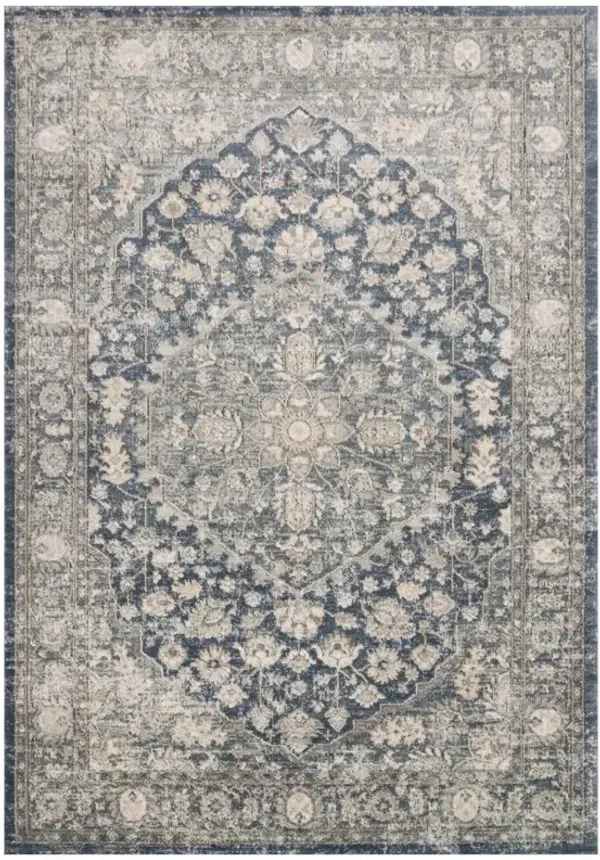Ulandra Global Bazaar Blue Grey Floral Patterned Rug - 3'4"x5'7"