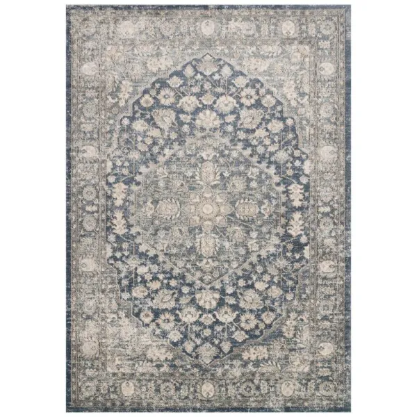 Ulandra Global Bazaar Blue Grey Floral Patterned Rug - 11'6"x15'