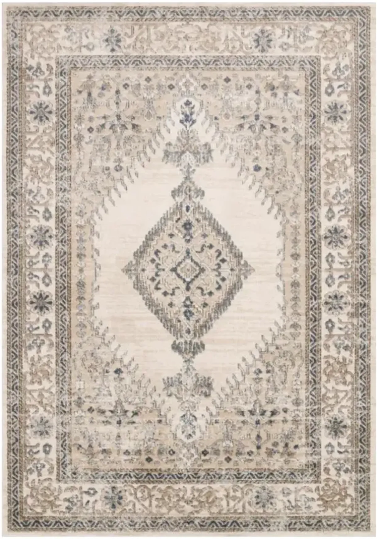 Ulandra French Country Brown Floral Patterned Rug - 5'3"x7'6"