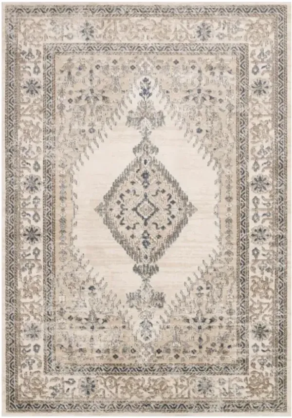 Ulandra French Country Brown Floral Patterned Rug - 7'11"x10'6"
