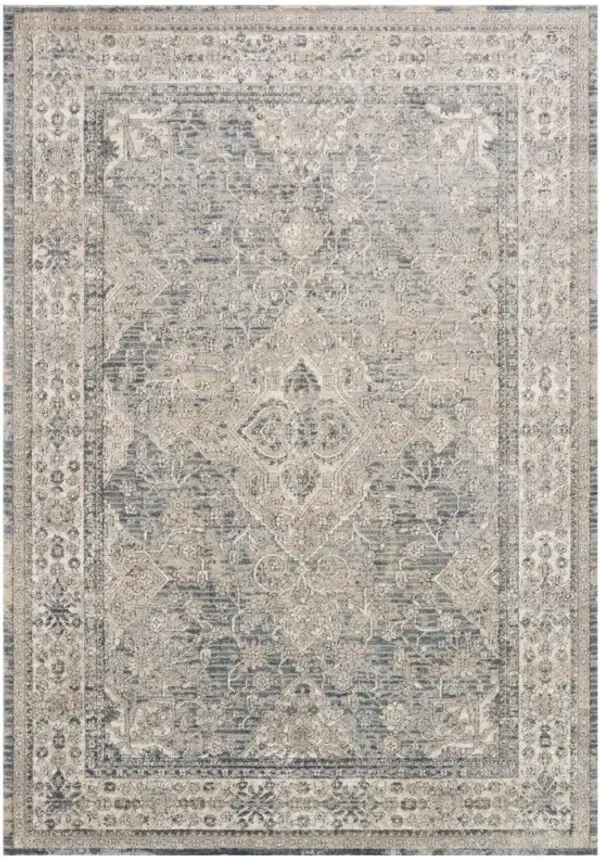 Ulandra Global Bazaar Beige Blue Floral Patterned Rug - Sample