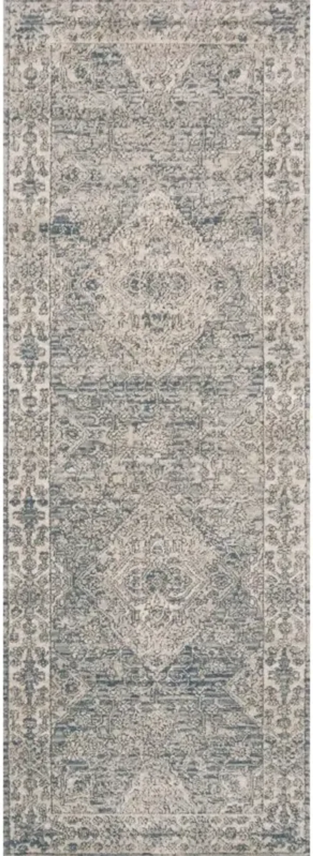 Ulandra Global Bazaar Beige Blue Floral Patterned Rug - 5'3"x7'6"