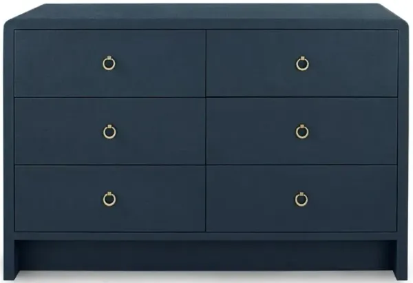 Bryant Modern Classic Blue Lacquered Linen 6-Drawer Dresser