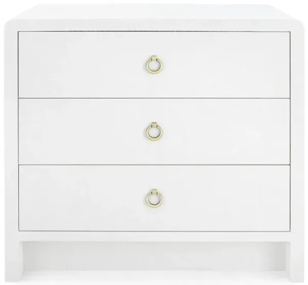 Bryant Modern Classic White Linen 3 Drawer Wood Nightstand