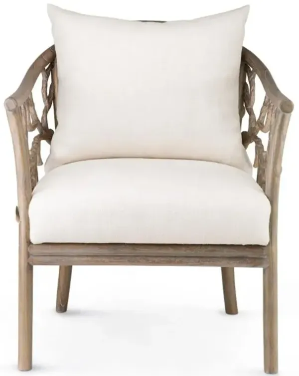 Bosco Driftwood Mahogany White Upholstered Seat Arm Chair