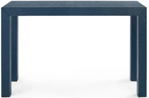 Parsons Modern Blue Lacquered Grasscloth Console Table - Small