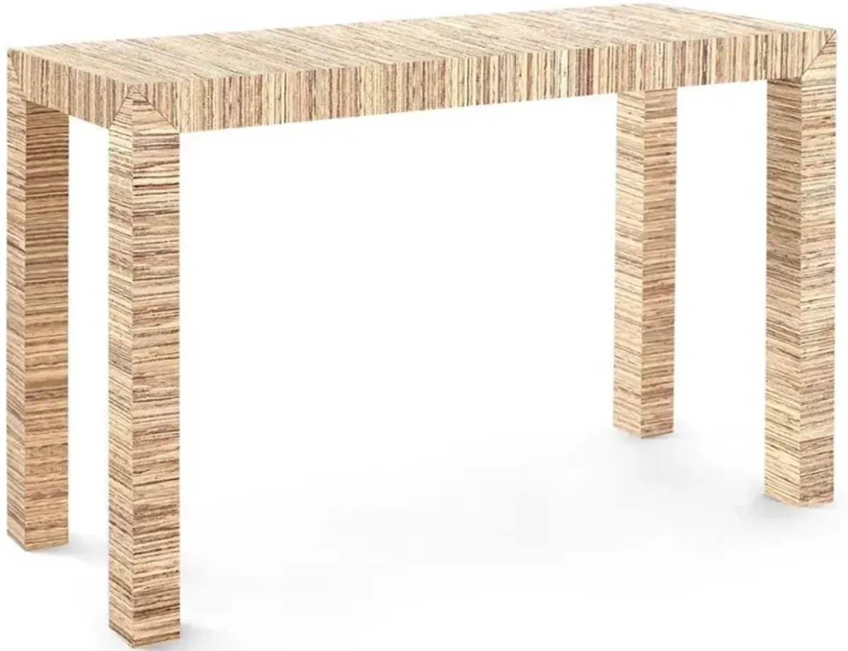 Parsons Modern Papyrus Lacquered Raffia Console Table - Small