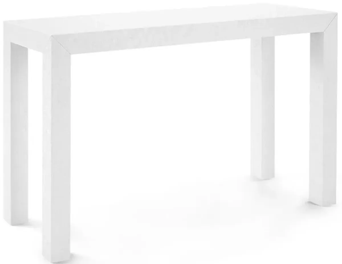 Parsons Chiffon White Lacquered Grasscloth Console Table - Small