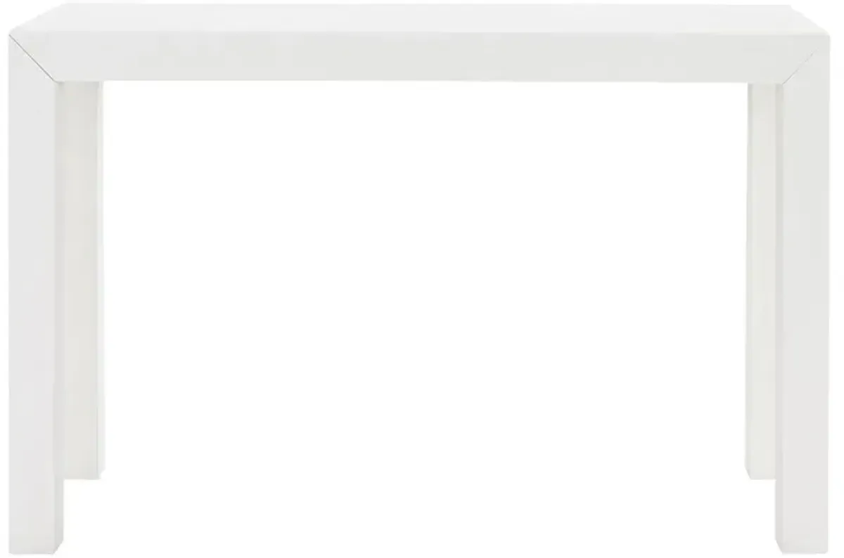 Parsons Chiffon White Lacquered Grasscloth Console Table - Small