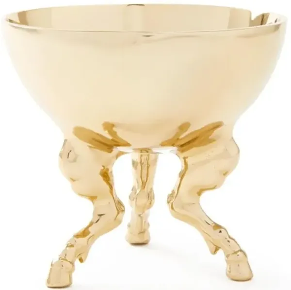 Pegasus Regency Polished Gold Metal Hoof Leg Bowl