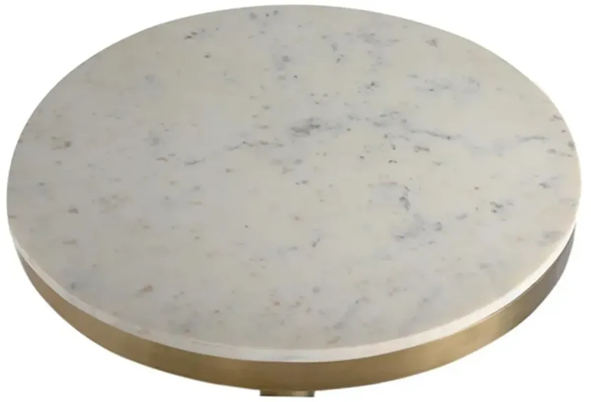 Freya Modern Classic White Marble Antique Brass Bar Table - 24"