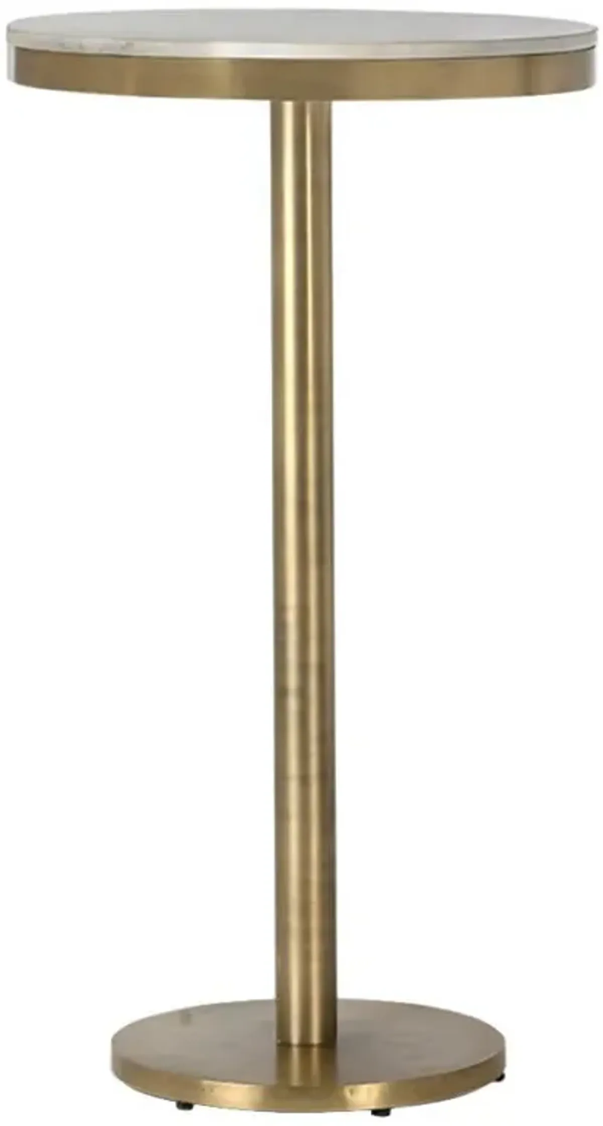Freya Modern Classic White Marble Antique Brass Bar Table - 24"