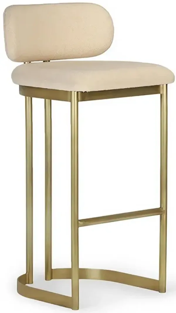 Freya Modern Classic Cream Upholstered Antique Brass Bar Stool