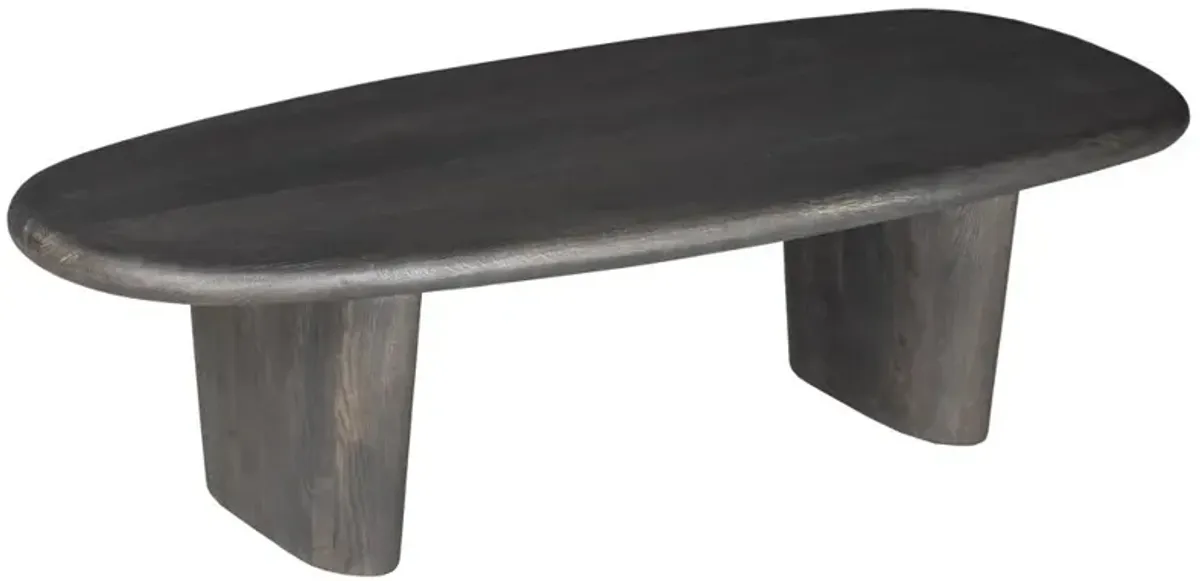 Laura Modern Classic Charcoal Oak Wood Round Edge Oval Coffee Table