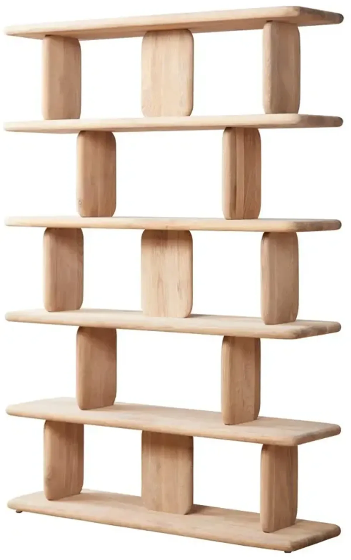 Laura Rustic Lodge Brown Oak Wood Round Edge Shelving Bookcase