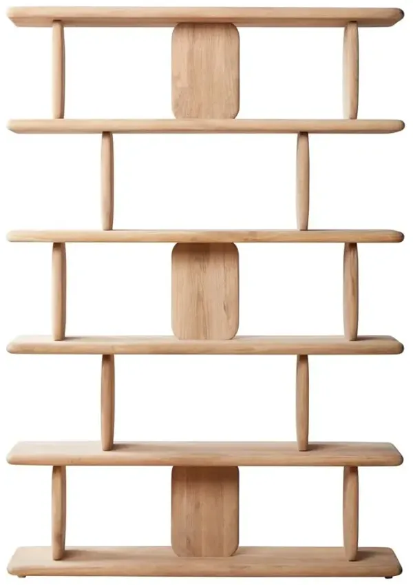 Laura Rustic Lodge Brown Oak Wood Round Edge Shelving Bookcase