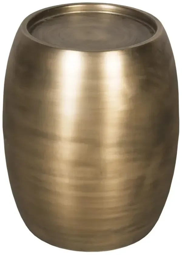 Zelda Industrial Loft Antique Brass Mild Steel Barrel Side Table