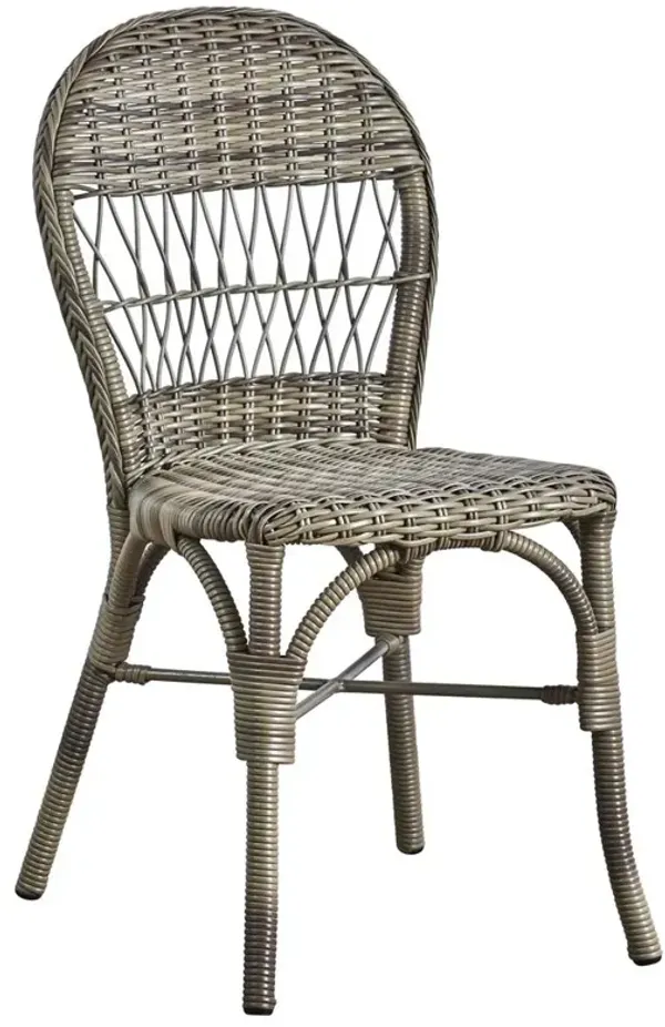 Noah Coastal Beach Brown Woven Faux Rattan Outdoor Dining Side Chair