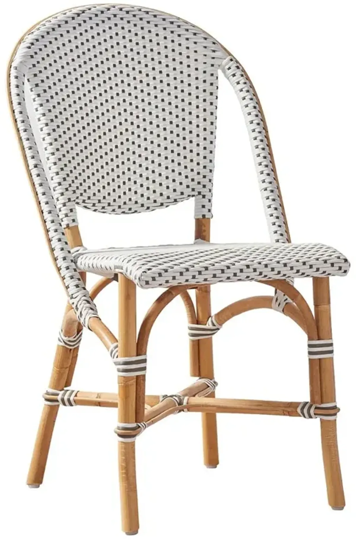Gene Coastal Beach White Woven Rattan Dining Side Chair
