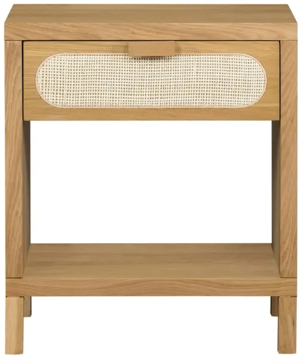 Allie Coastal Light Brown Oak Wood Nightstand