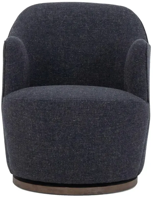 Samuel French Country Dark Grey Performance Brown Wood Swivel Arm Chair