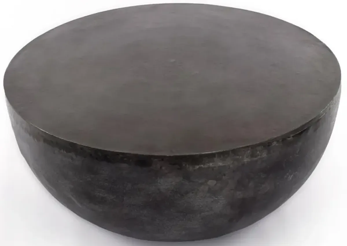 Bailey Industrial Loft Grey Aluminum Round Drum Outdoor Coffee Table