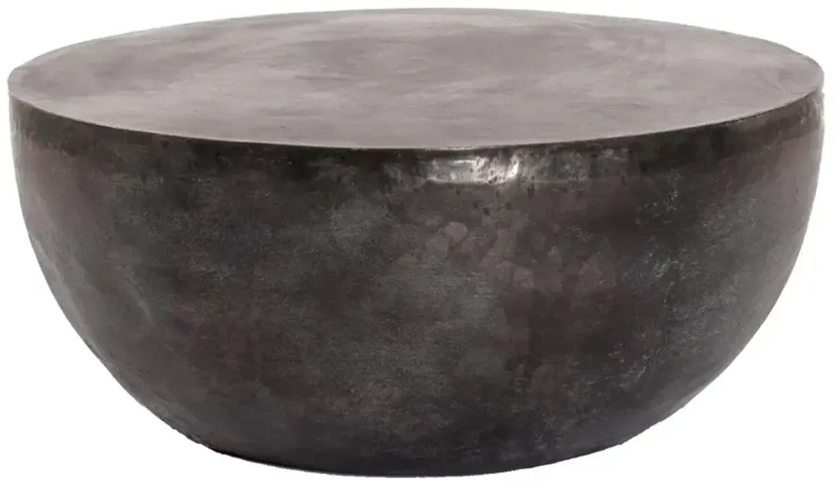 Bailey Industrial Loft Grey Aluminum Round Drum Outdoor Coffee Table