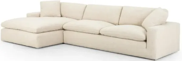 Sadie Modern Cream Performance 2 Piece Sectional - Left Arm Facing - 136"W